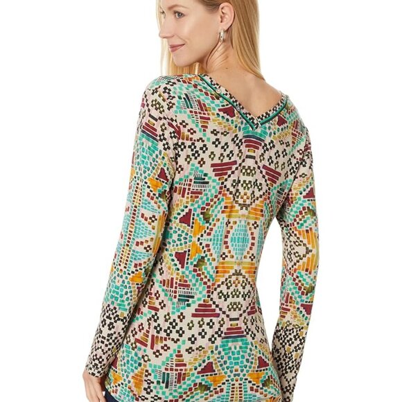 Johnny Was Etris Janie Favorite Long Sleeve Button Henley Tee Shirt Beige Top NW - Picture 2 of 10